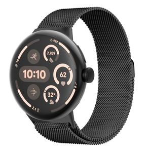 MYAPULUA Milanese Loop for Google Pixel Watch 4 Band, for Google Pixel Watch 3 45mm Band Women/Men, Stainless Steel Metal Mesh Strap Clasp Replacement Wristband Bracelet Correa, Black