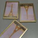 upsimples 4x6 Picture Frame Set of 3, Made of High Definition Glass for 4 x 6 Gold Frames, Wall and Tabletop Display Thin Border Photo Frame for Home Dcor