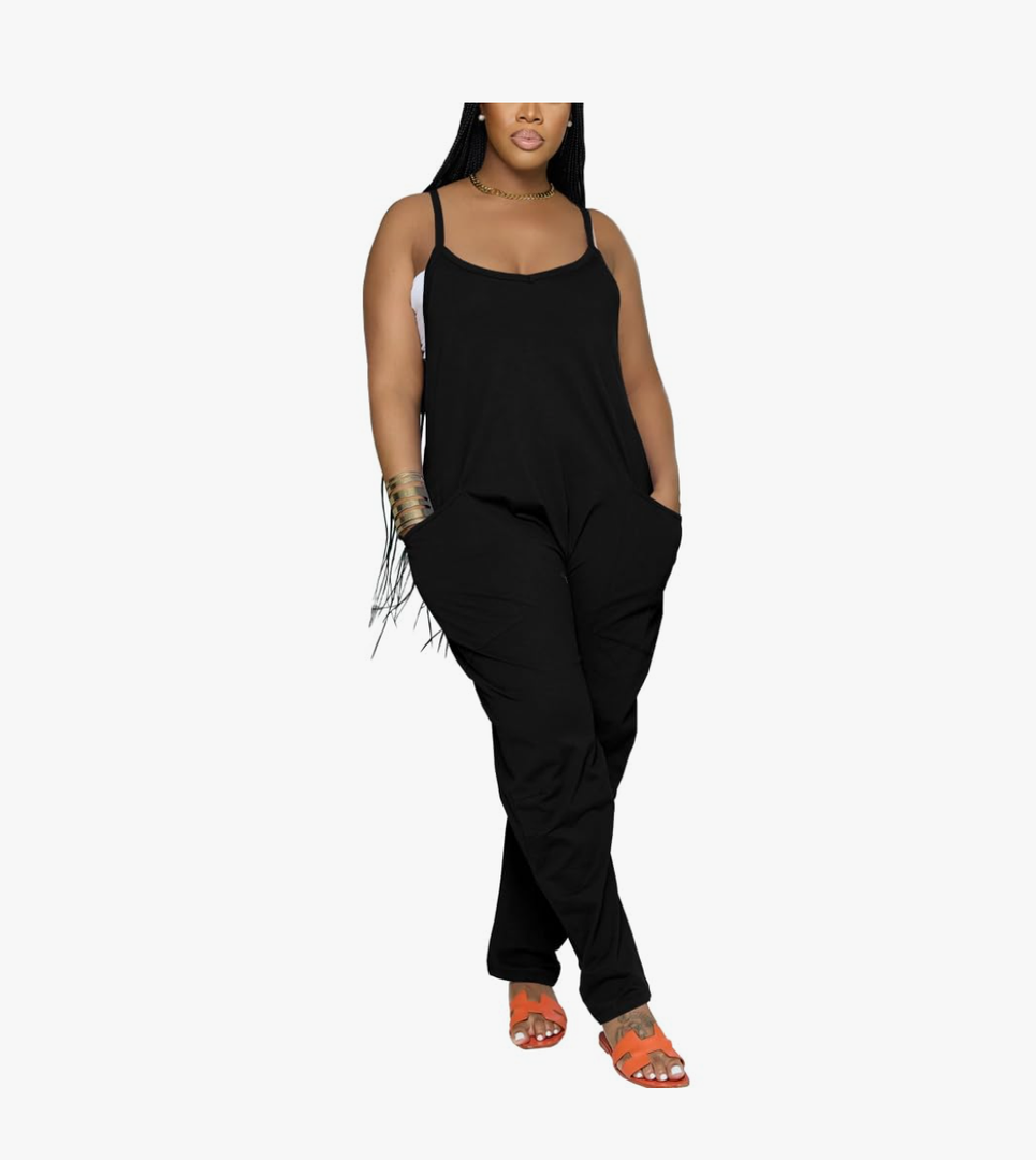 Nimsruc Womens Jumpsuits Casual Summer Rompers Sling Sleeveless Loose Baggy Overalls Jumpers With Pockets 2024, M