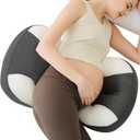 Maternity Pillow for Pregnant Women - Pregnancy Pillow for Comfort & Support, Perfect for Side Sleeping, Back Pain Relief, Soft Maternity Pillows for Women (Small, Dark Grey&white)