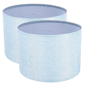 Lamp Shades Set of 2, Drum Lampshade for Table Lamps Floor Lamp, 13" Top X 13" Bottom X 10" High Blue Large Line Fabric Lamp Shades, Easy Assembly Replacement Lampshades