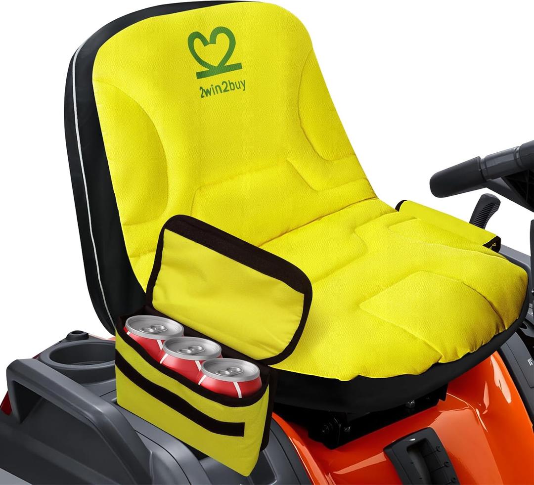 Riding Lawn Mower Seat Cover with Padded and Non Slip Fabric Rubber, 600D Weatherproof Tractor Seat Cover Cushion for John Deere, Cub Cadet, Craftsman, Troy Bilt, Kubota, Ford, Mahindra, Husqvarna