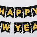 Black Gold Happy New Year Banner for New year Party Decorations