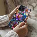 for iPhone 16 Pro Max Case, Wireless Charging Compatible,Dual-Layer Protection with Cute Wildflower Design, Soft Silicone + Hard Shell, Chic Phone Cover for Women - Vibrant Defined Blossoms