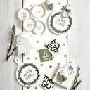 Santa Barbara Design Studio Joy to The World Square White Marble Charcuterie Cheese Tray with Handle, Small Black Tree Icon, 10.75" x 7"