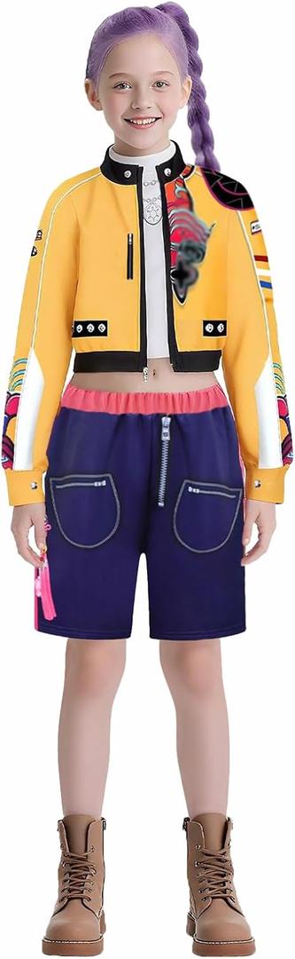 Girls Fashion Singer Outfit Youth Halloween Clothes Party (9-10 Years, Yellow)