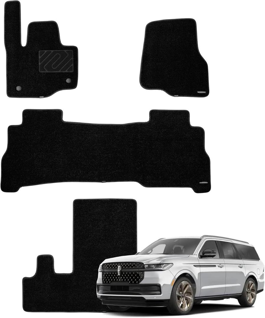 WENNEBIRD Superior Carpet Floor Mats for 2018-2024 Lincoln Navigator 7 Seats (Not for 8 Seats), 0.6-Inch Ultra-Thick, Noise-Reducing, All-Weather Waterproof Anti-Slip  4-Pc Set