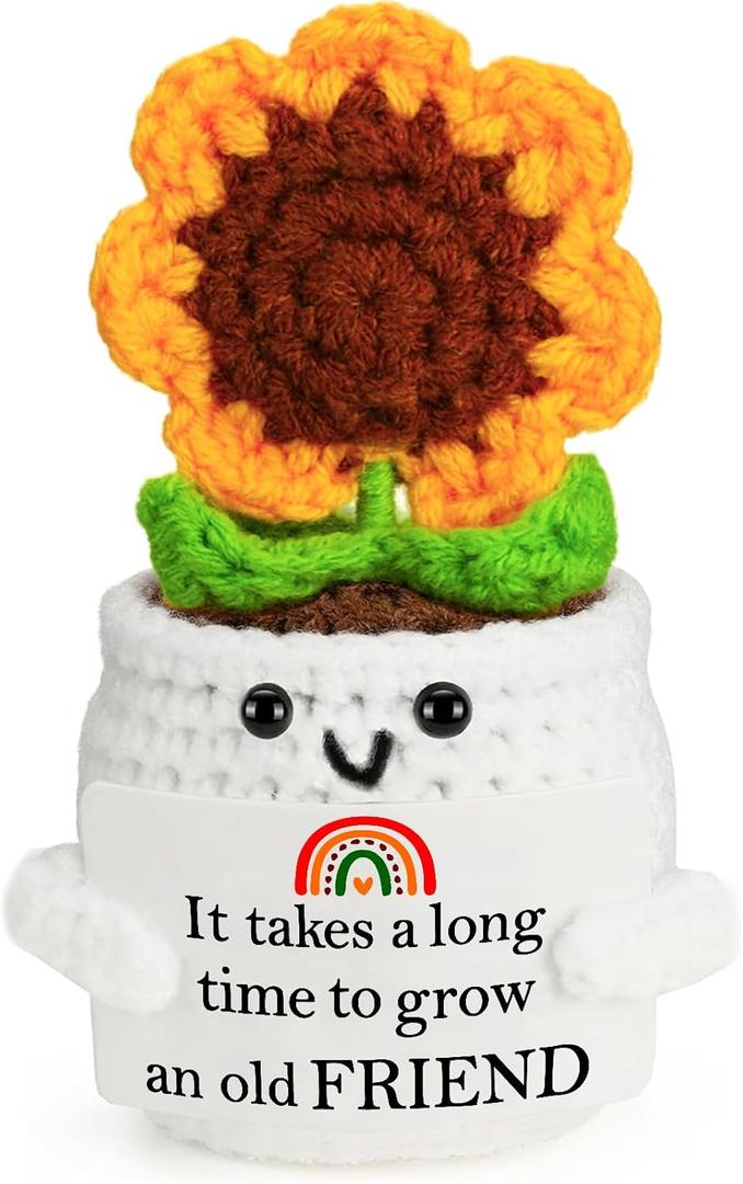2 x MBL Friend Birthday Gifts for Women - Funny Cute Crochet Sunflower Easter Basket Stuffers Essentials Friendship Graduation Long Distance Gifts for Bestfriend Best Friend Female Work Bestie BFF