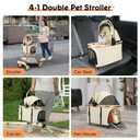 Pet Stroller for Small Dogs - 3 In1 Dog Stroller with Adjustable Handle and Detachable Carrier Car Seat, Foldable Cat Stoller with 5" Lockable All-Terrain Wheels