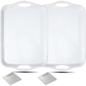 KAQAHIDO Large Melamine Serving Trays for Eating, 17.5 x 12 Serve Platter for Appetizer, Charcuterie, Food, Snack, Cupcakes, Dessert, BPA-Free, Dishwasher Safe Tray, Set of 2, White