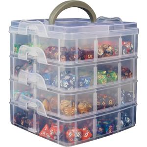 DND Dice Storage Box with Removable Dividers Polyhedral Dice Plastic Organizer Holding Up To 1200 Dices Craft Bead Compartment Container for Sewing, Jewelry, Art, DIY