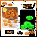 20pcs Glow in The Dark Mini Resin Pumpkins, Luminous Tiny Illuminated Pumpkins Plastic Foam Halloween Miniatures Small Figures for DIY Crafts Table Party Fish Tank Figurines Trinkets Decor