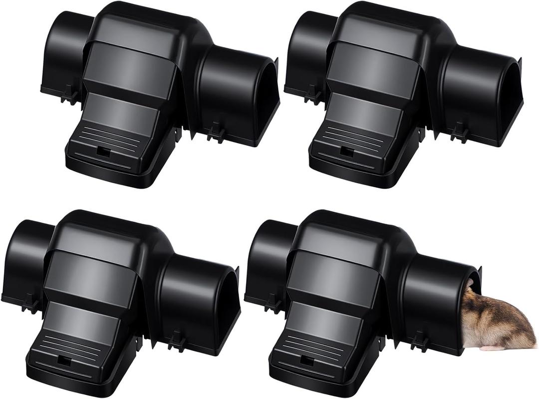 Qualirey 4 Pcs Rat Traps Extra Large Dual Entry Rat and Chipmunk Traps Covered Tunnel Snap Trap Heavy Duty for Indoor Outdoor Garden Basement Yard Rats Mice Chipmunks Set up and Reusable