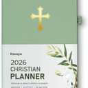 3 x 2026 Christian Planner for Women & Man 5.7"x8.3" 12-Month Hardcover Bible Journal and Prayer Organizer, Faith-Based Weekly & Monthly Planner with Scripture Verses, Christian Gifts (Sage Green)