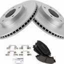 TRQ Front Brake Pad & Rotor Kit Brake Pads Brake Rotor Ceramic Premium G-Coated Compatible with 2014-2018 Mazda 3 2016-2021 CX-3