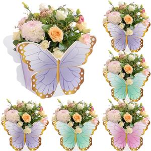 Fuutreo 6 Pcs Butterfly Centerpieces for Baby Shower, Birthday, Tea Party Favors, Tables Decor, Themed Party Supplies, Wedding Decorations