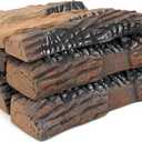 Stanbroil Large Ceramic Gas Logs, 10 Piece Set of Decoration Ceramic Wood Logs for All Types of Ventless, Gel, Ethanol, Electric, Gas Inserts, Propane, Indoor or Outdoor Fireplaces & Fire Pits