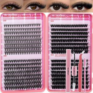 Lash Clusters Kit for Beginners Eyelash Clusters Kit Lashes Clusters Kit Cluster Lashes Pestaas Postizas Naturales with Lash Bond&Seal,Lash Tweezers,Brush RITALASH(640pcs 20D+40D+60D+80D Kit,9-16mm)