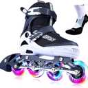 PAPAISON Adjustable Inline Skates for Kids and Adults with Full Light Up Wheels, Outdoor Roller Skates for Girls and Boys, Men and Women