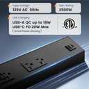 SURAIELEC 2-Pack 16 in Under Cabinet Power Strip with GFCI Outlet, Black