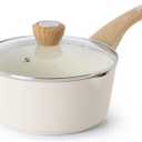 SENSARTE Nonstick Sauce Pan with Lid, 3QT Sauce Pot, Stay-cool Handle, Multipurpose Handy Little Saucepan, Induction Capable, PFOA Free, White