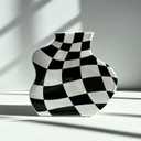 BUICCE Modern Black and White Checkered Ceramic Flower Vase, Cute Small Decotive Dandelion Vase for Centerpieces Farmhouse Home Minimalist Decor.