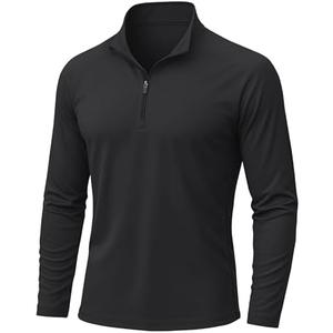 KEFITEVD Men's UPF 50+ Sun Protection Shirts Long Sleeve 1/4 Zip Up T-Shirt Quick Dry UV Fishing Running Rash Guard, 2XL