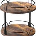 KLM 12" Wood Lazy Susan, Rotating Spice Rack, 2 Tier Spice Turntable Organizer, Industrial Turntable Spice Holder, for Kitchen Countertop and Cabinet, Compact and Versatile, Rustic Brown