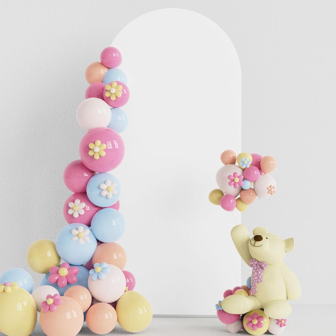 Putros Wedding Arch Cover 6FT White Spandex Fitted Round Top Chiara Backdrop Stand Covers for Wedding Birthday Party Decoration