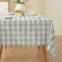 Alsoo Checkered Tablecloth Rectangle, Buffalo Plaid Table Cloth Washable Wrinkle Free, Cotton Linen Gingham Table Cover for Picnic Kitchen Dining Room, Blue and White, 60 x 106