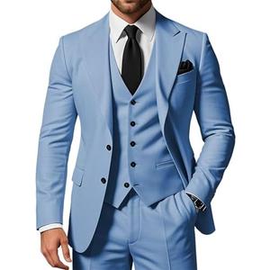 SPTALLFITJSV Men's 3 Piece Suits Slim Fit Peak Lapel 2 Button Blazer Jacket Vest Pants Set Wedding Business Prom Party Suit Large