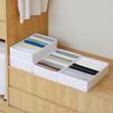 Qozary 4 Pack Drawer Organizers for Clothing, 8 Grids Foldable Closet Organizers and Storage Bins for Bedroom, Dresser Organizer Boxes for Thin T-shirts, Tank Tops