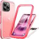 Cozycase for iPhone 16 Pro Max Case Waterproof - 360 Heavy Duty with Screen/Camera Protector Shockproof IP68 Underwater Dustproof Water Shock Proof Full Body/Front and Back Case Pink/Frosted Clear