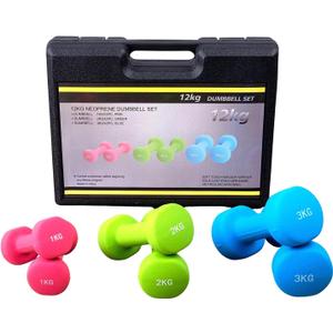 Set of 6 Dumbbells 2.2 lb 4.4 lb 6.6 lb Non-Slippery Ergonomic/Professional Equipment for Gym/Durable and Highly Resistant Portable Case 6 Pack Neoprene case, 6 Dumbbells 2(1 lb) 2(2 lb) 2(3 lb)