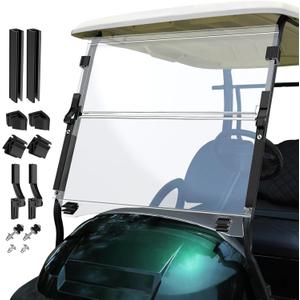 Upgraded Club Car Precedent Windshield,Golf Cart Windshield for Precedent/Tempo/Onward (2004-Up) Heavy Duty Hinges, Foldable, Anti-UV & Impact Resistant, 5MM Thick PC Material, 37.6"W X 33.2"H (clear)