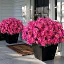Juxdp 16 Bundles Artificial Camellia for Front Door Outside - Faux UV Resistant Real Looking Camellia Flowers Fake Silk Bouquets Plants for Garden Window Farmhouse Home Spring Summer Decor (Rose Red)