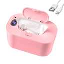 Baby Wipe Warmer and Baby Wet Wipes Dispenser, 5 Modes of Temperature Heating Control Portable Diaper Wipes Warmer for Newborn Baby, Baby Shower Gifts Pink