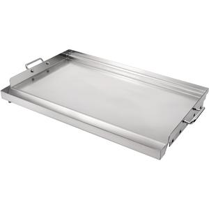 LotFun 25" x 16" Stainless Steel Cooking Griddle for Outdoor Gas Grill, Universal Griddle Flat Top Plate Insert with Grease Groove and Removable Handles for Electric/Charcoal/Gas Grill, Camping,Party