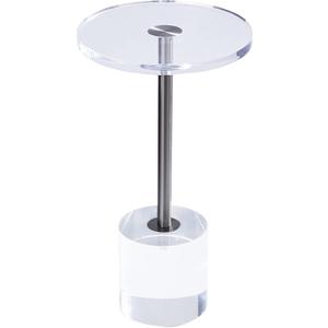 Clear Acrylic End Table,Side Table,Brushed Silver Metal,Round,for Office, Living Room and Bedroom,Easy Assembly,12x12 inch21.3 inch high