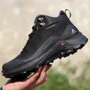 HUMTTO Men's All-Terrain Waterproof Hiking Boots Lightweight Breathable Outdoor Ankle Boots Trekking Hiking Shoes (Black, L)