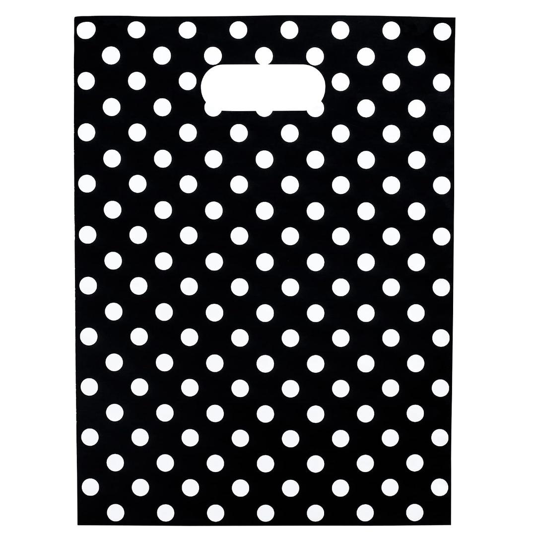 Choice Marts 100 Black Polka Dots Bags for Small Business 1.5Mil 9"x12" Perfect For Merchandise and Retail Extra Thick Glossy With Handles