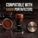58mm Espresso Tamper Spring Loaded Self Leveling Coffee Tamper with Audible Click, Stainless Steel Ripple Base & Ergonomic Walnut Handle - Fits Standard 58mm Portafilter Basket