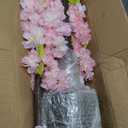 Artificial Pink Cherry Blossom Tree 5.5ft(67in) Tall Fake Silk Leaves Indoor Decor Handmade Lifelike Sakura Tree for Wedding Realistic Cherry Plant in Pot for Home Living Room,Office,Outdoor Decor