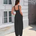 MAKABO Women's Summer One Piece Jumpsuits Casual Tank Top V Neck Wide Leg Pant Rompers Outfits with Pockets (Black, L)