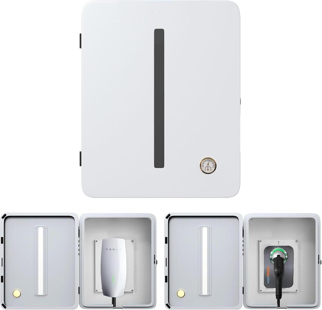 Charger Station Box Compatible with Tesla Gen 3 Wall Connector and ChargePoint EV Charger, Cable Organizer Holder Lock Cover Outdoor Rainproof, Snowproof, Dustproof, Theftproof, Rustproof