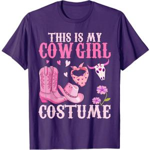 Western Cowgirl Outfit Women Cowboy Tee Cute Cowgirl Costume T-Shirt, Size S