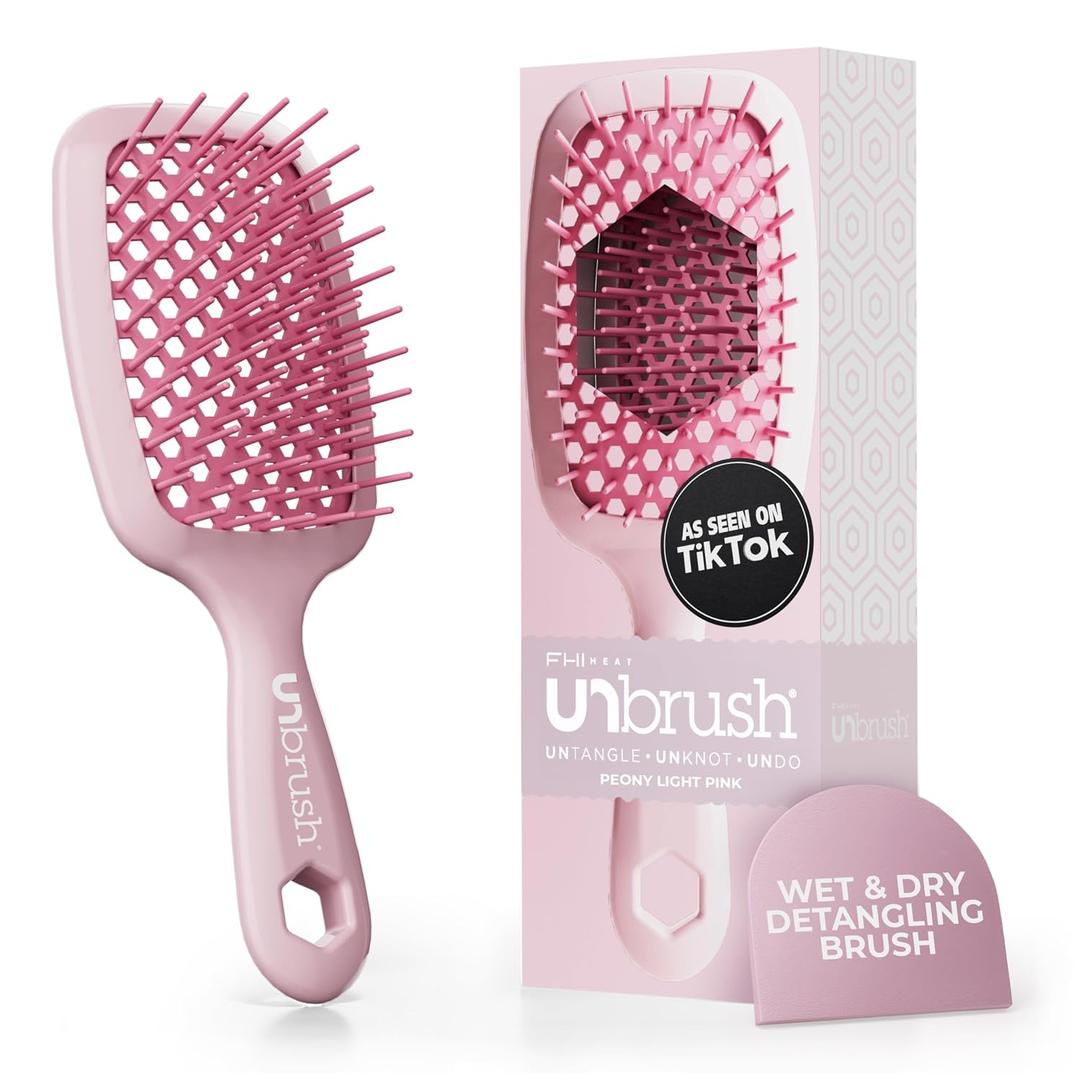 FHI Heat UNbrush Detangling Brush for Pain-Free Brushing on All Wet or Dry Hair Types Durable DuoFlex Anti-Static Bristles, Lightweight Handle, Vented Hair Brush
