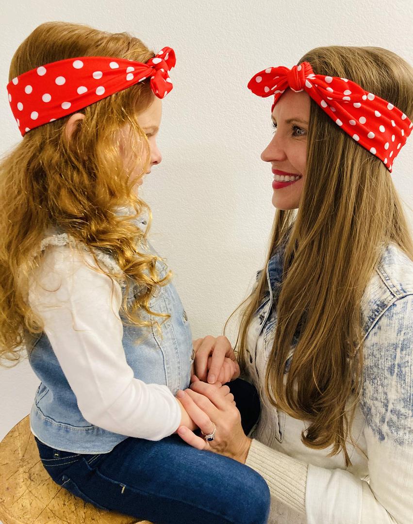 Mommy and Me Matching Cotton and Spandex Stretch Tie Headbands  