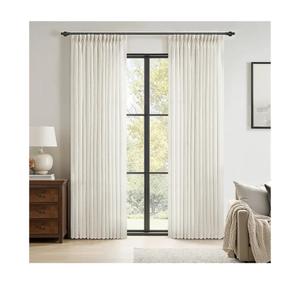 MIULEE 96 Inches Long Pinch Pleated Natural Linen Curtains 2 Panels Set for Bedroom Living Room, Viral Pleat Semi Sheer Drapes Light Filtering Textured Sheer Curtains with Hooks Floor to Ceiling