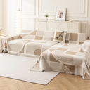 Sectional Couch Covers for L Shaped Sectional Sofa, Boho Chenille Sofa Covers Washable, Bohemian Pet Friendly Chaise Slipcover for Love seat, 2 3 4 Seater (71" X 118"+71" X 102", Khaki)